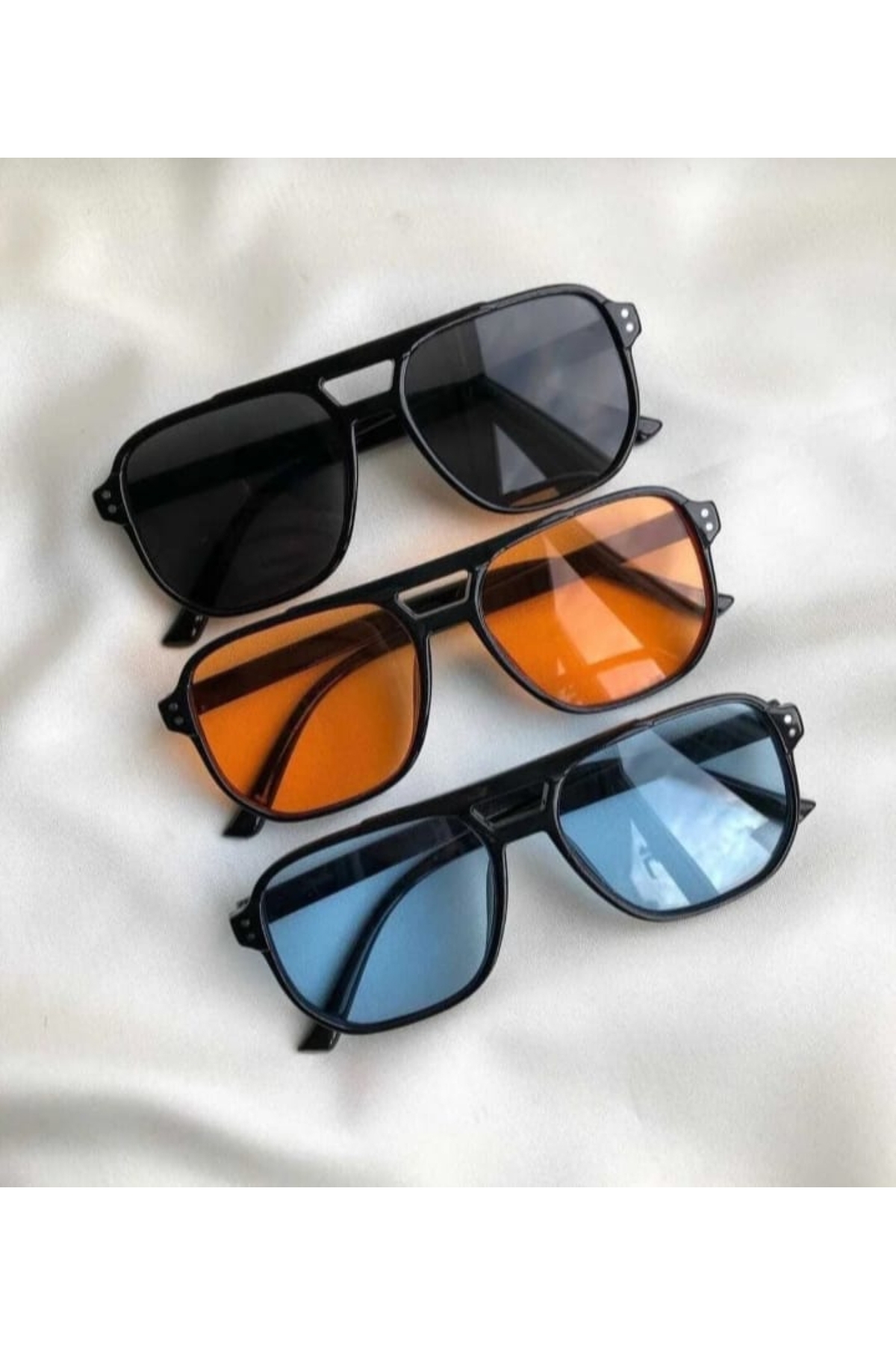 LUPİX Kadın Erkek Renkli Camlı Unisex 3'lü Set Güneş Gözlüğü - Görsel 2