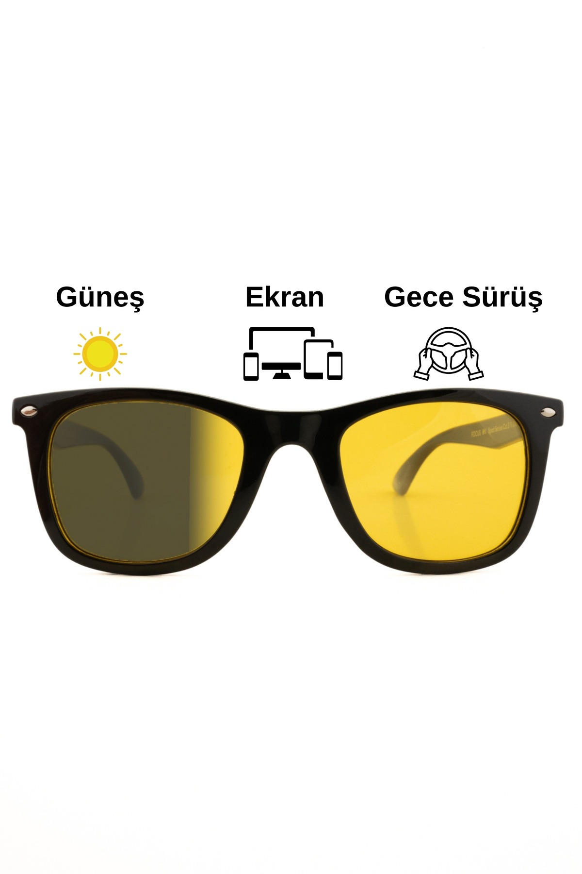 Focus On Antifar Fotokromik 3in1 Gözlük | Gece Sürüş | Ekran | Güneş | TS006