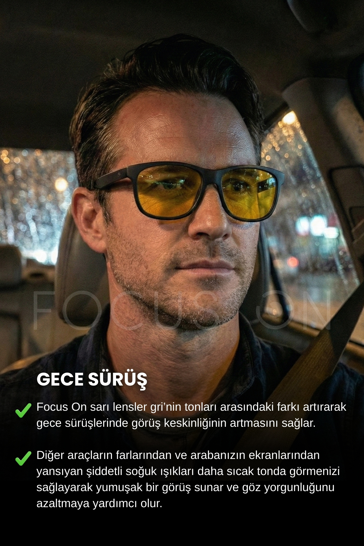 Focus On Antifar Fotokromik 3in1 Gözlük | Gece Sürüş | Ekran | Güneş | TS006 - Görsel 3