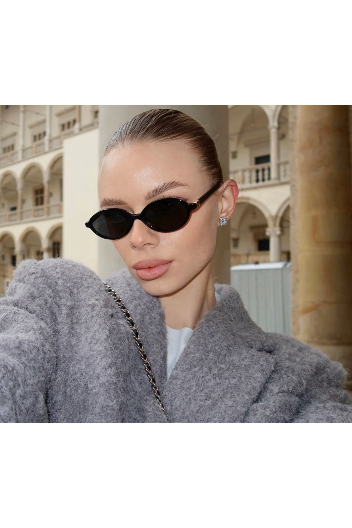 miii Oval Siyah Güneş Gözlük