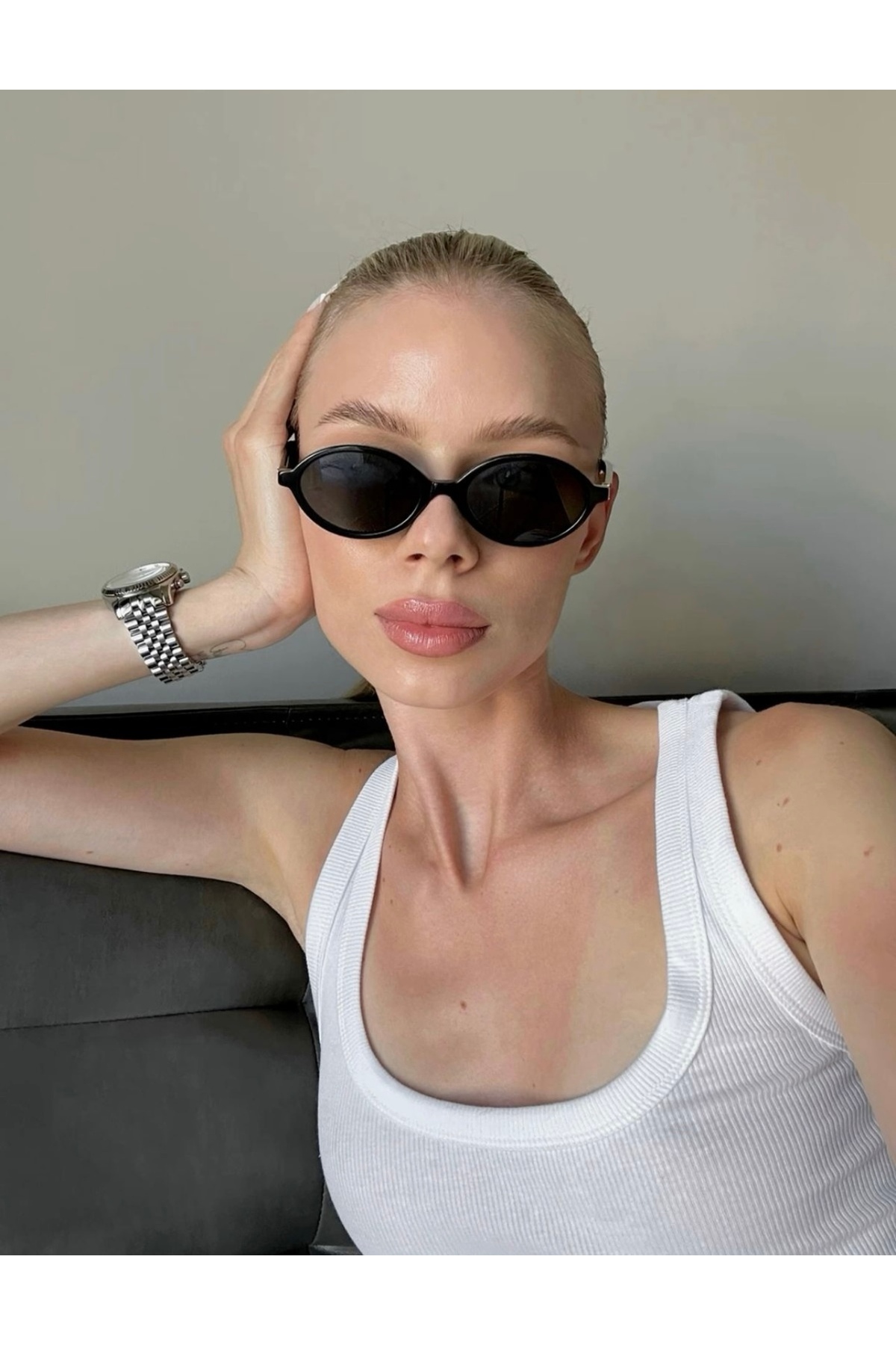 miii Oval Siyah Güneş Gözlük - Görsel 2