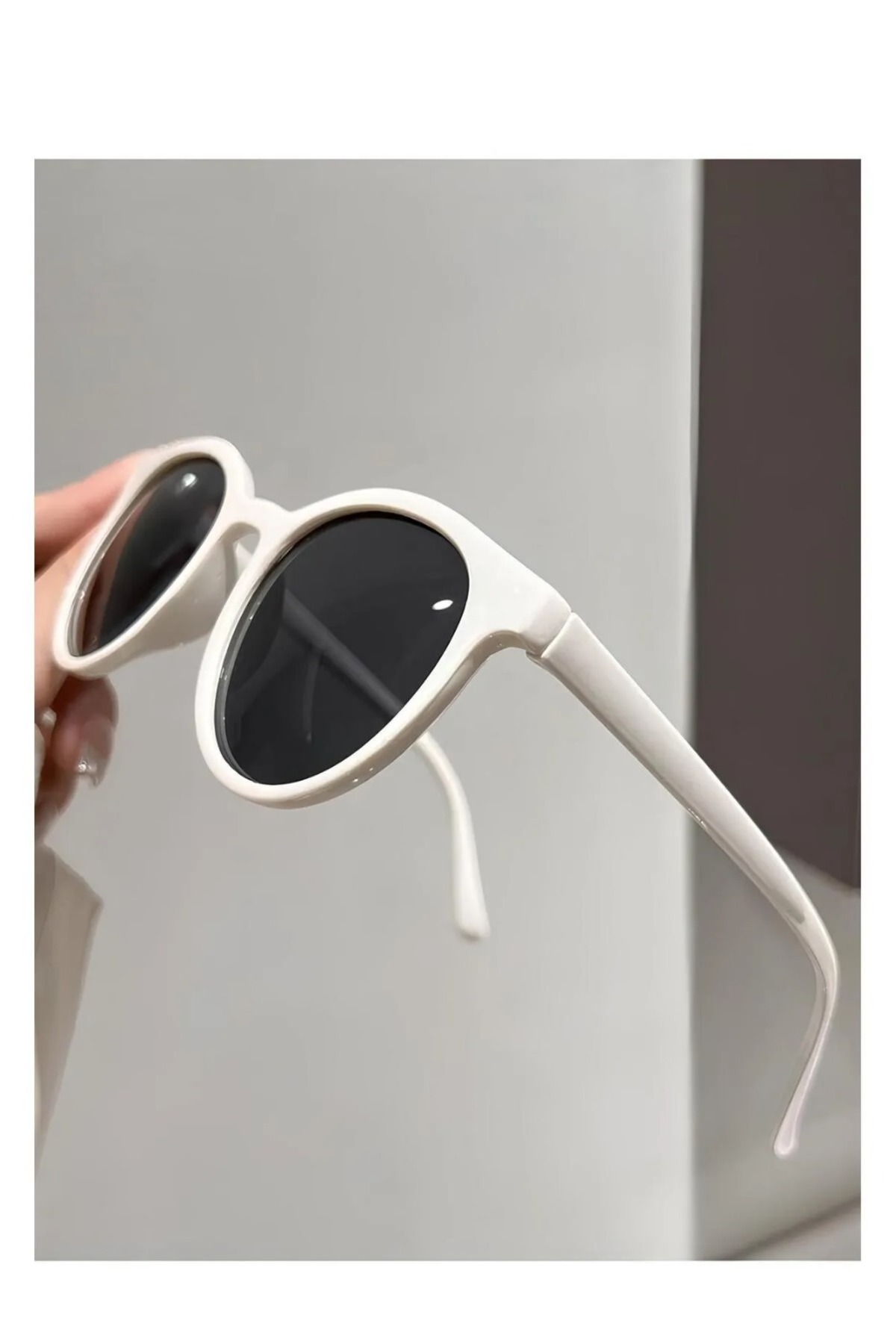 Nilu Moda Unisex Vintage Güneş Gözlüğü Beyaz - Görsel 3
