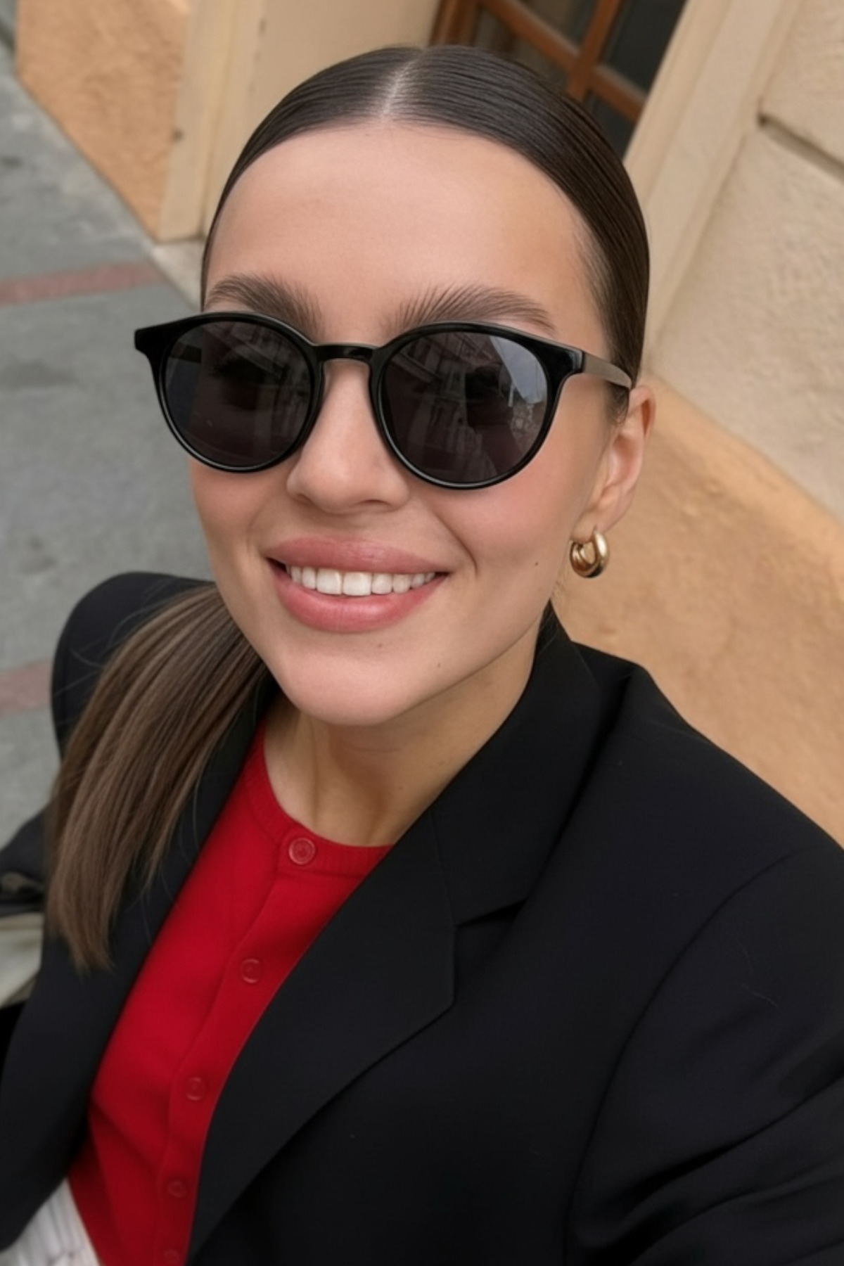 Eyesofia Bernard Unisex Kemik Oval Siyah Güneş Gözlüğü - Görsel 3