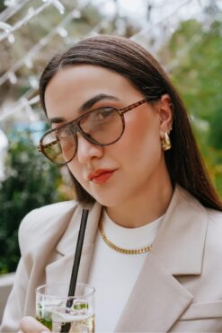 Stil Noktası TF Leopar Çerçeve Bal Renk Cam Güneş Gözlüğü