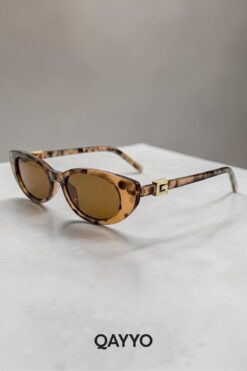 QAYYO Accessories Gucc Slim Leopar Kahverengi Uv400 Korumalı Ultra Hafif Kadın Güneş Gözlüğü