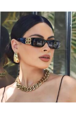 LOOKUP NEW Unisex Kadın Erkek Uv400 Korumalı Kare Dikdörtgen Siyah Gb Detay Yeni Sezon Güneş Gözlüğü