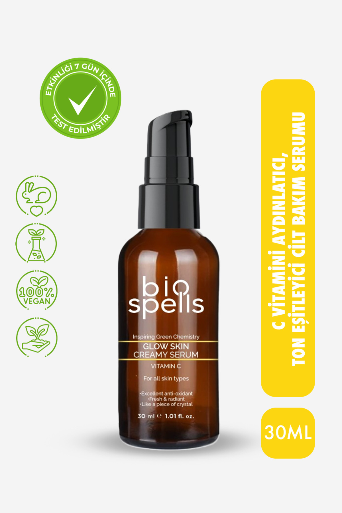 bio spells Glow Skin Creamy Serum 30ml - C Vitamini Aydınlatıcı, Ton Eşitleyici Cilt Bakım Serumu
