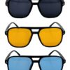GlimmerGroove Yeni Sezon Renkli Camlı Retro Unisex 3'lü Güneş Gözlüğü Seti
