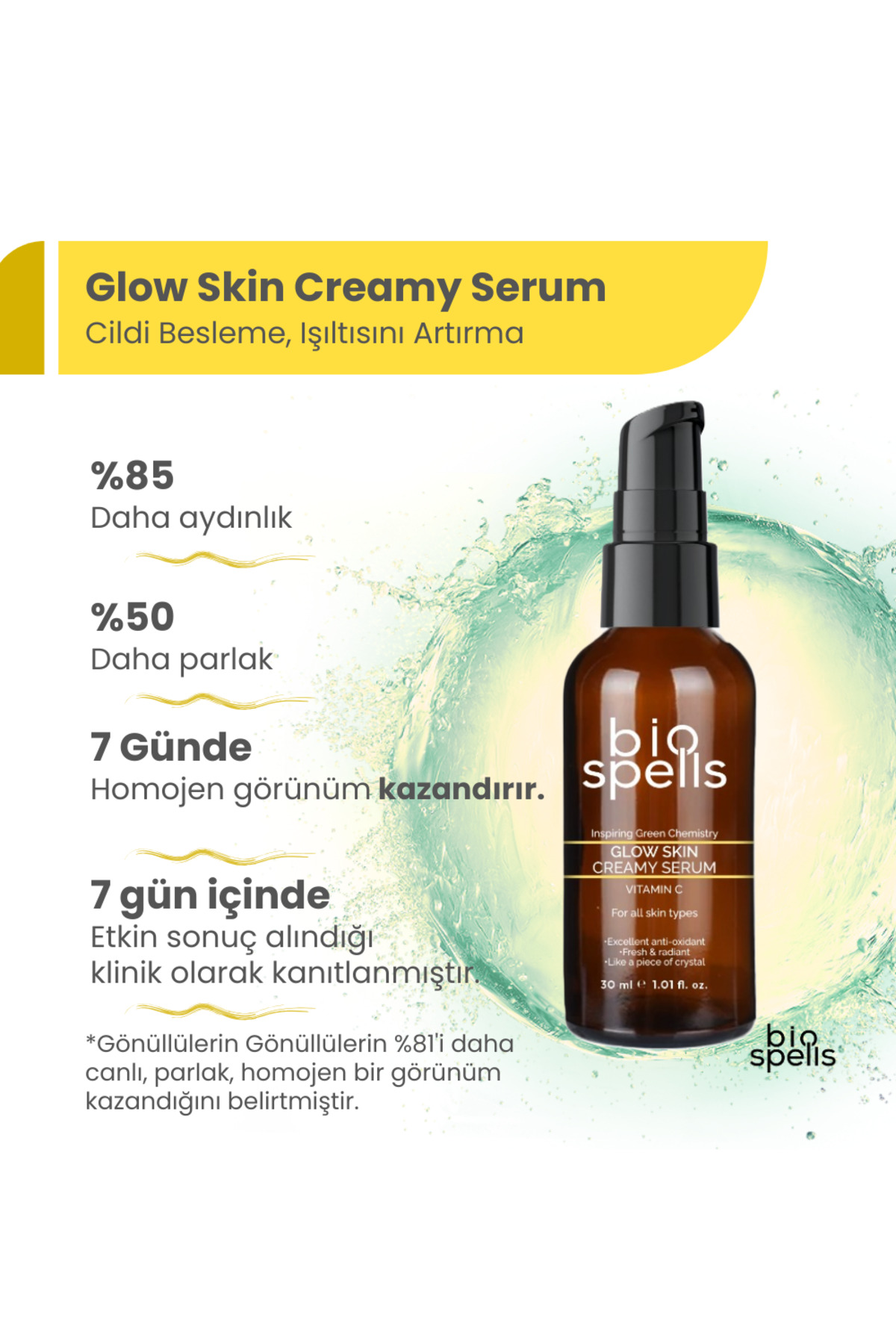 bio spells Glow Skin Creamy Serum 30ml - C Vitamini Aydınlatıcı, Ton Eşitleyici Cilt Bakım Serumu - Görsel 2