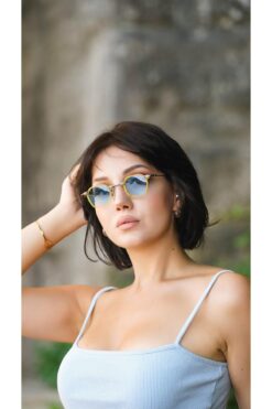 Angel Eyes Kadın Güneş Gözlüğü Köşeli Sarı Çerçeve Mavi Cam