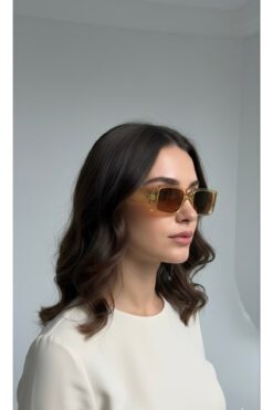 SADEN AKSESUAR Gaia Şeffaf Füme Dikdörtgen Unisex Güneş Gözlüğü – UV400 Koruma