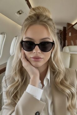 COOLANDBETTER Bella Cat Eye Güneş Gözlüğü - Siyah İnce Çerçeve Şık Kadın Model UV400 Koruma