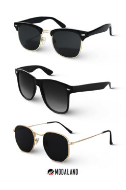 ModaLand Yeni Unisex  Sezon Dikdörtgen Güneş Gözlüğü 3'Lü Fırsat lüks Seti