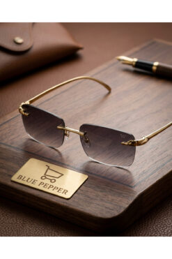 BluePepper CARTEL DİKDÖRTGEN DEGRADE SŞYAH CAMLI GOLD SAPLI MODERN TASARIMLI UNISEX GÜNEŞ GÖZLÜĞÜ