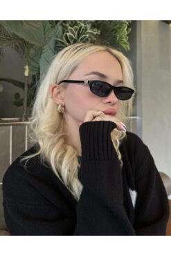 Tisaati Exclusive Serisi Moda Stil Vintage Dikdörtgen Tasarım Dar Çerçeve UV400 Korumalı Kadın Güneş Gözlüğü