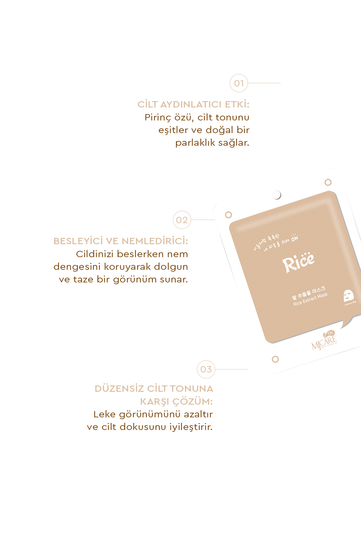 Mjcare On Rice Extract Mask- Pirinç Özlü Yüz Maskesi - Görsel 3