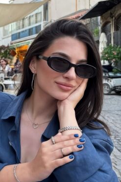 COOLANDBETTER Cat Eye Siyah Vintage Model Oval Güneş Gözlüğü Retro /