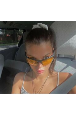 Goldmine Yarım Çerçeve Y2k Güneş Gözlüğü Uv400