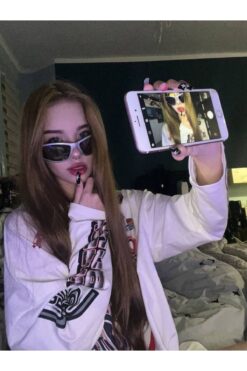 Goldmine Çerçeveli Milenyum Y2k Unisex Tasarım Güneş Gözlüğü Sedefli - Siyah