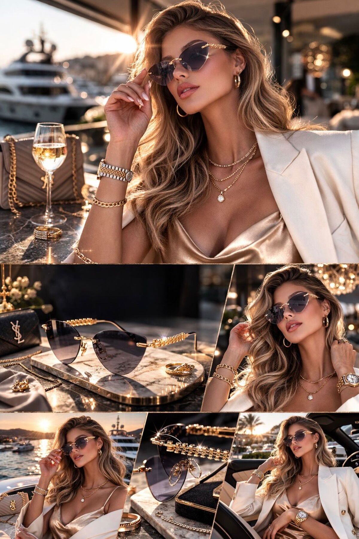 LUPİX LÜX KRİSTAL GOLD ÖRME DETAYLI SİYAH KADIN GÜNEŞ GÖZLÜĞÜ - Görsel 2