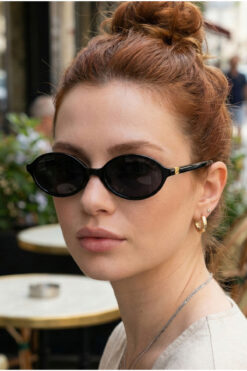 TARSS Mary Siyah Oval Kadın Güneş Gözlüğü | Siyah Camlı | UV400
