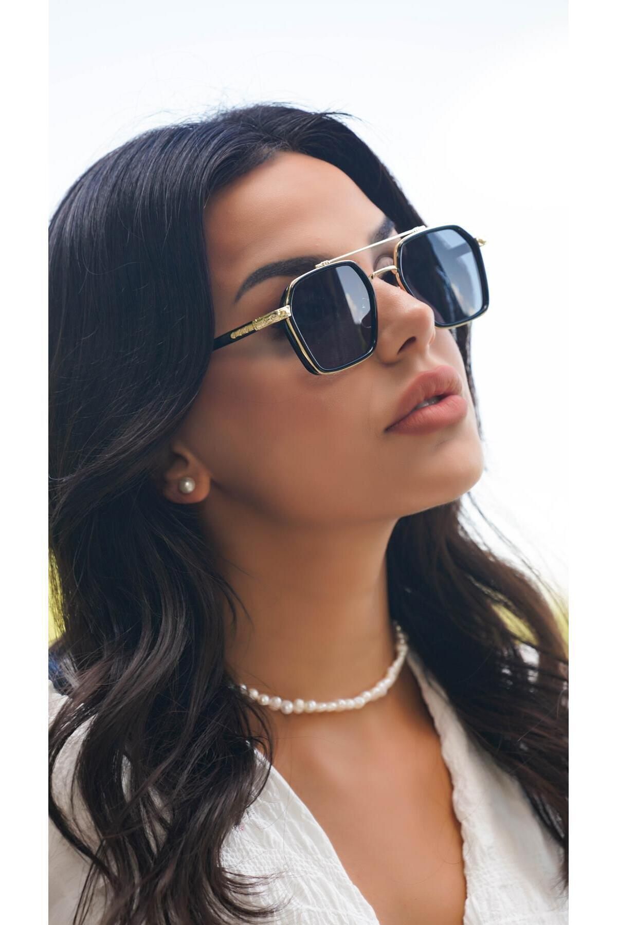 Angel Eyes Güneş Gözlüğü Kadın & Erkek Uv400 Cam Ce Belgeli Gold Siyah