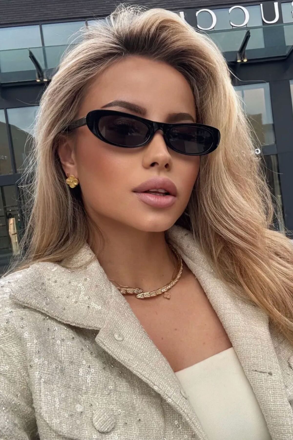 COOLANDBETTER Laure Slim ince siyah Popüler güneş gözlüğü - Görsel 2