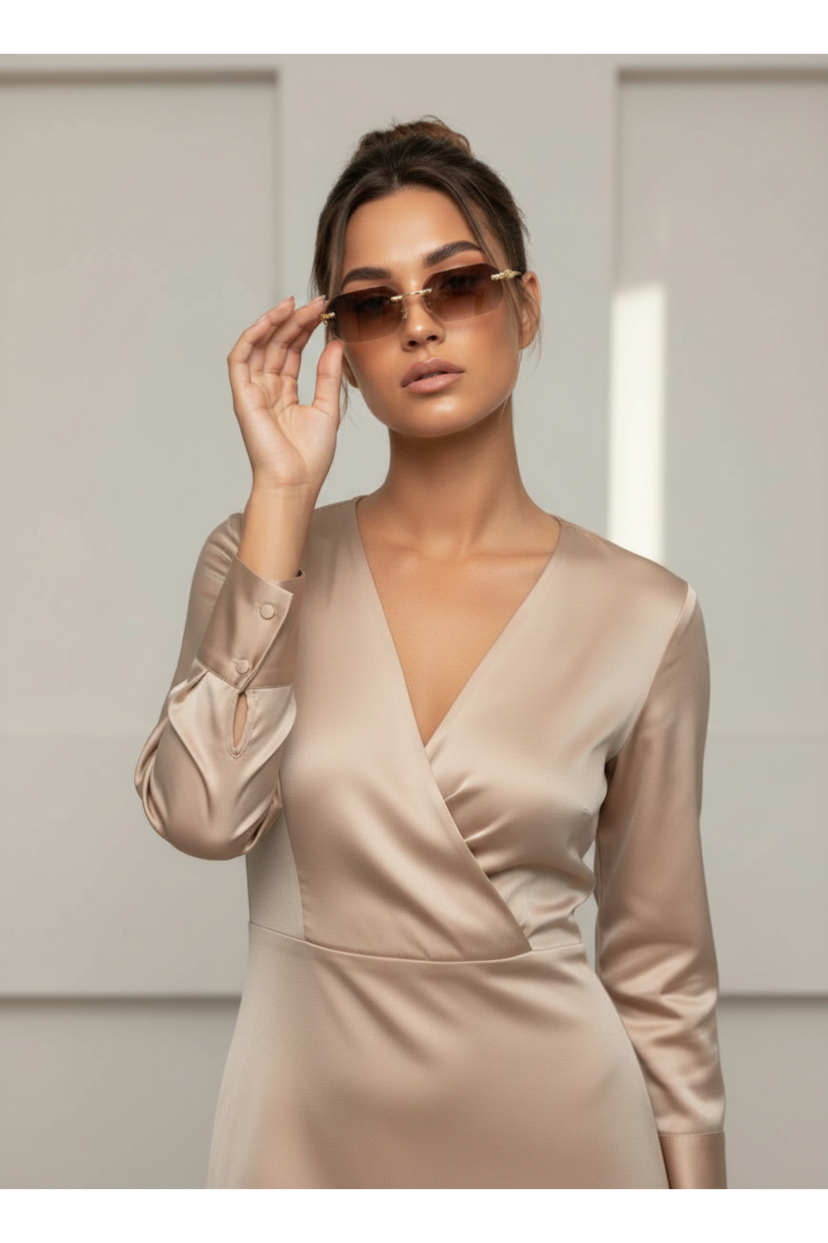 VETTA Gold Detaylı Geometrik Formlu UV Korumalı Güneş Gözlüğü