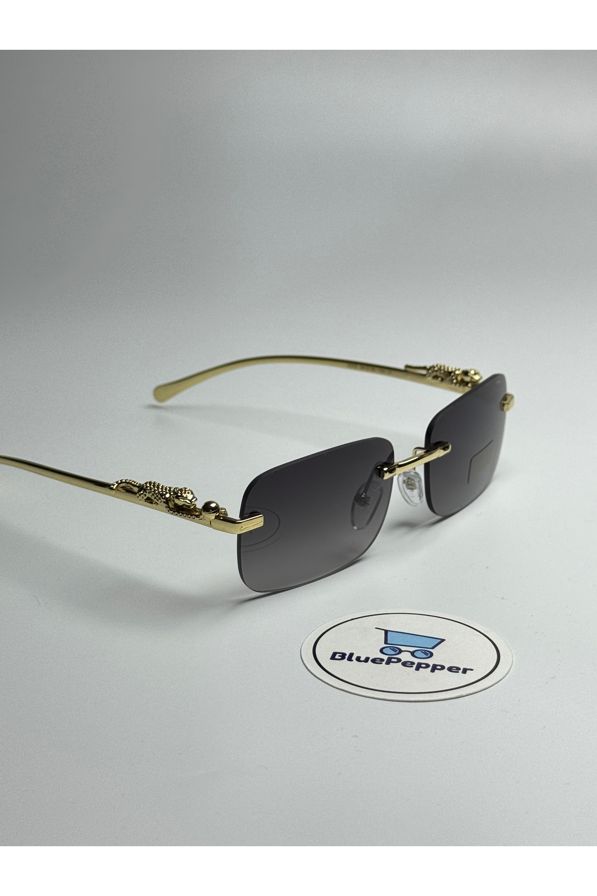 BluePepper CARTYY SİYAH GÜNEŞ GÖZLÜĞÜ Dikdörtgen Çerçeve Gold Sap Renkli 56-18-142 - Görsel 3