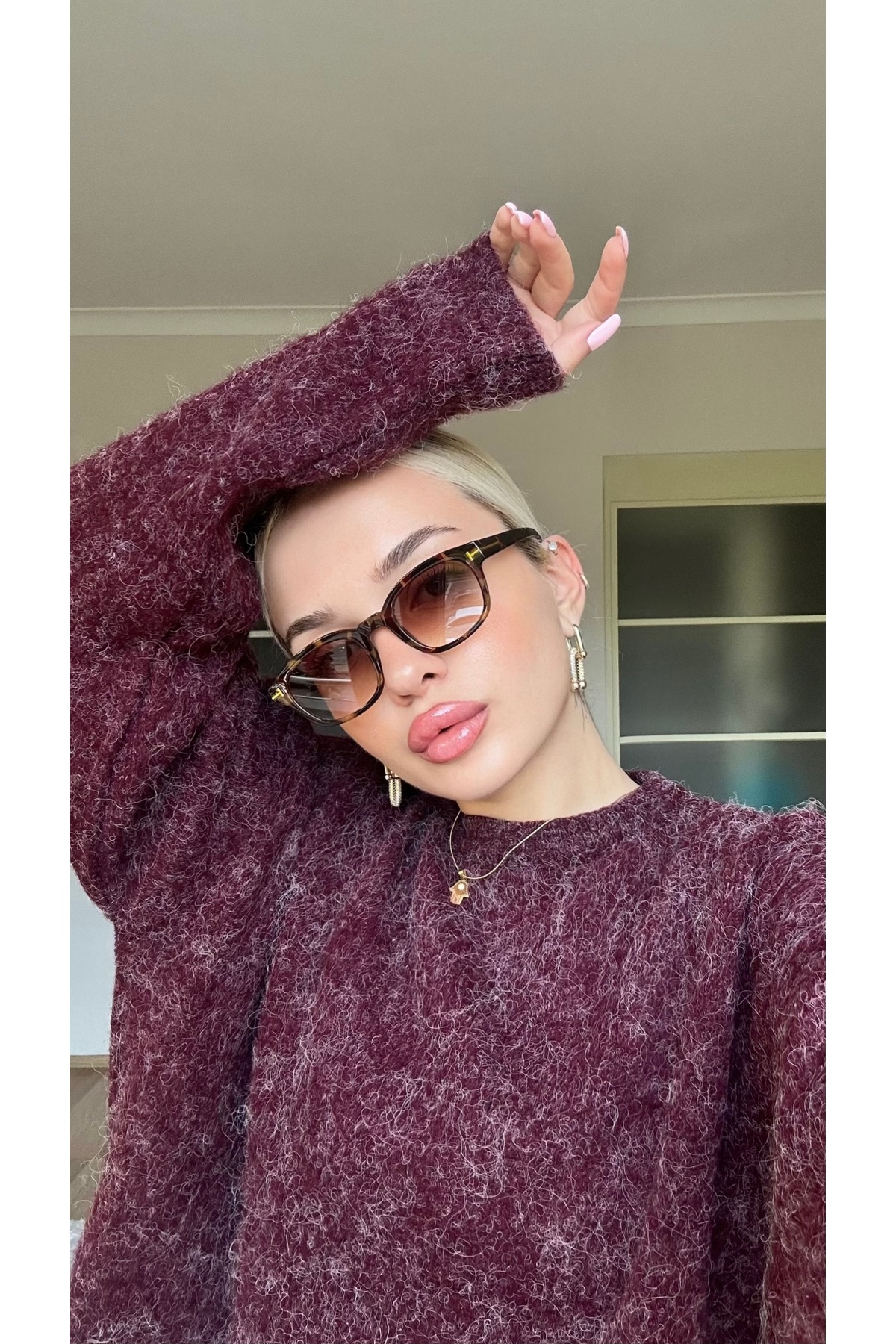 TomyHelf 2026 Yeni Trend Leopard Brown İçten Anti Reflaeli Güneş Gözlüğü - Görsel 3