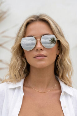 Kapin Kesik Tasarım Oval Güneş Gözlüğü - Gri Aynalı Cam