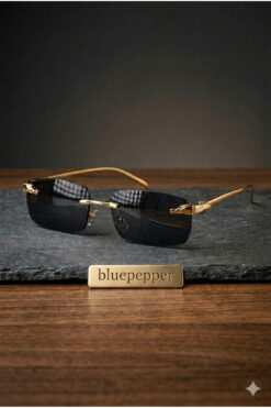 BluePepper CARTEL DİKDÖRTGEN SİYAH ÇERÇEVE GOLD SAPLI MODERN TASARIMLI UNISEX GÜNEŞ GÖZLÜĞÜ
