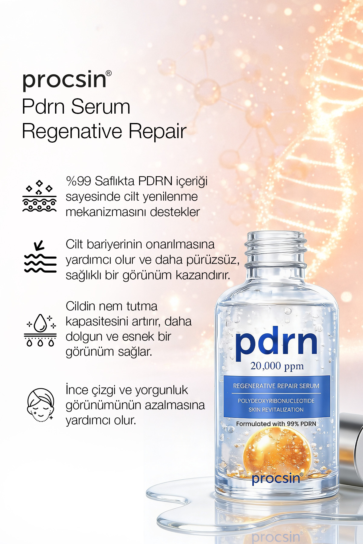 PROCSIN PDRN İçeren Cildi Gençleştirmeye Yardımcı Çift Fazlı Esans Serum PDRN Bounce Ball Serum 30 ML - Görsel 2