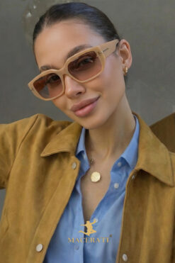 MACERATİ Caramello Nude Kare Çerçeve Renkli Cam Güneş Gözlüğü