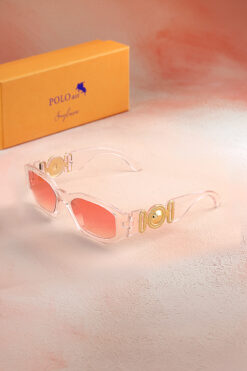 Polo Air Uv400 Korumalı Sarı Detaylı Kadın Dikdörtgen Güneş Gözlüğü Şeffaf Pembe PLG-2084C5