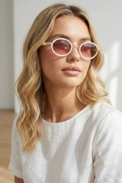 Kapin Tokyo Oval Güneş Gözlüğü - Krem Kahve