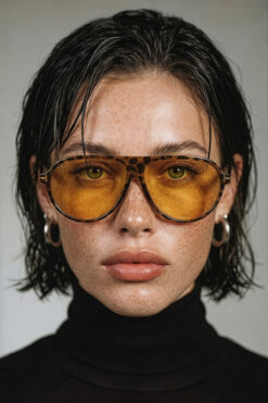 BAPPİR Aneta Pilot Model Leopar Çerçeve Yeşil Camlı Unisex Güneş Gözlüğü