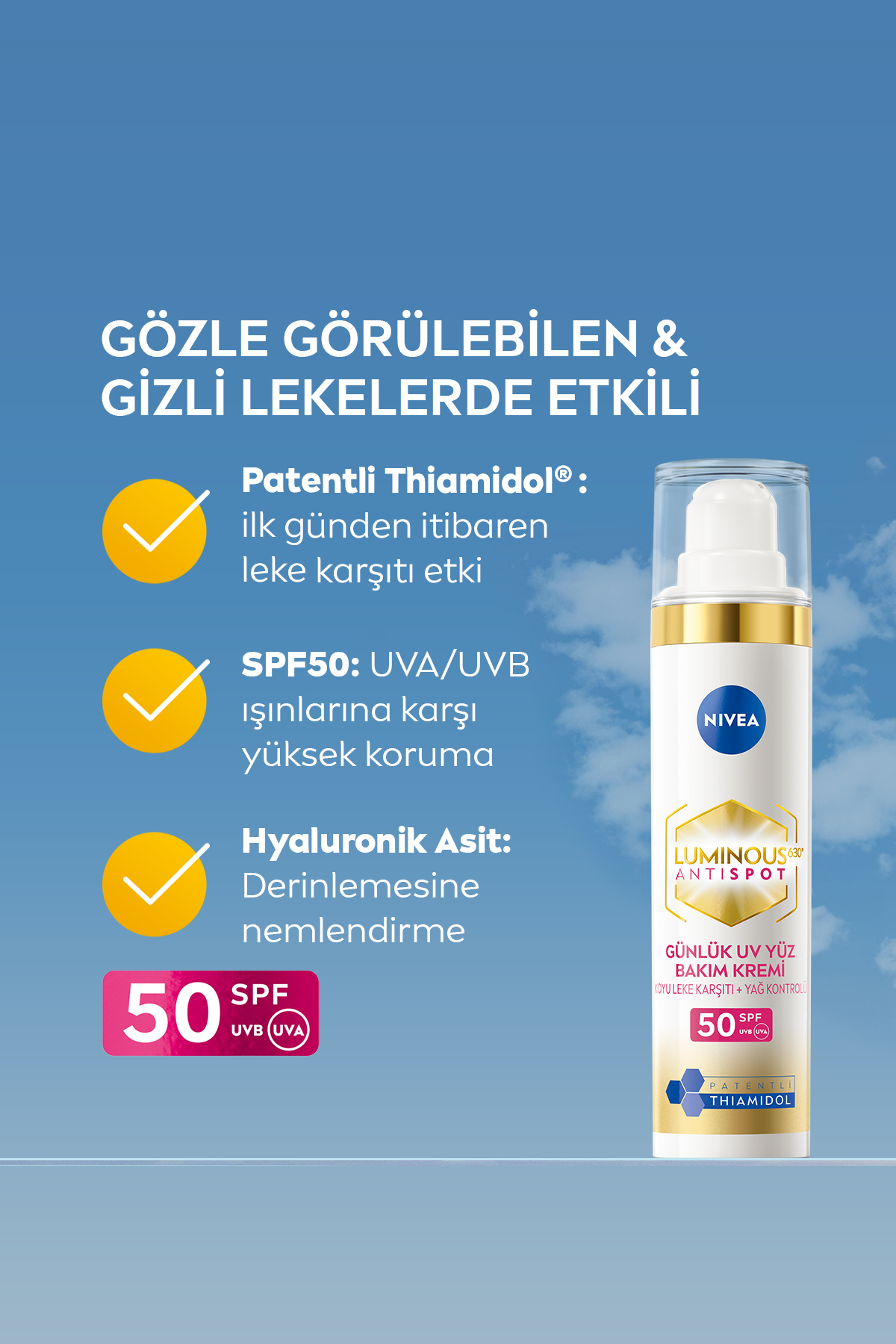 NIVEA Luminous630 Koyu Leke Karşıtı Gündüz Yüz Kremi 40ml Spf50 Ve Gece Kremi 50ml, Cilt Tonu Eşitle - Görsel 2
