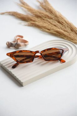 LUPİX Kadın Kahverengi  Leopar Desenli Köşeli Kedi Cat Eye Güneş Gözlüğü