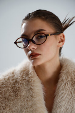 miii Yuvarlak Oval Leopar Çerçeveli Şeffaf Camlı Mavi Işık Korumalı Dinlendirici Gözlük