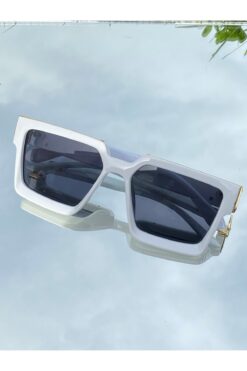 MİSE YENİ SEZON TREND  GÜNEŞ GÖZLÜĞÜ BEYAZ BÜYÜK ÇERÇEVE UV-400