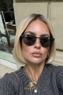 MACERATİ Clubmaster Unisex Siyah Kare Ultra Hafif UV400 Güneş Gözlüğü