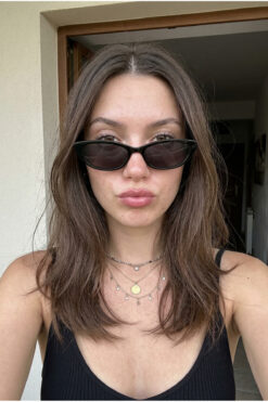 Houseofeyeris Ravenna İnce Metal Cat Eye Güneş Gözlüğü – Siyah, UV400