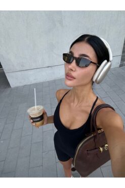 PİYESBOUTİQUE Unisex Kadın Erkek Uv400 Korumalı Çerçeveli Cat Eye Kemik Kılıf Ve Silme Bezi Hediyeli Güneş Gözlüğü