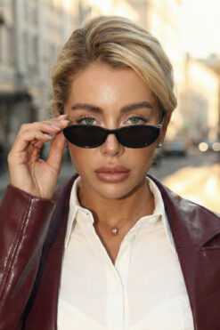 Chunky Frame Gardenis Slim Siyah Uv400 Korumalı Ultra Hafif Siyah Kadın Güneş Gözlüğü