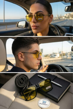 BluePepper Antifar Gece Görüş Gözlüğü Araç Kullanırken Yardımcı Olur Wayfarer Model 55-18-143