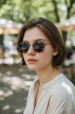 Luna Jewelry Retro Tasarım Yuvarlak Metal Köprülü Güneş Gözlüğü