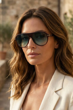 Kapin Slate Damla Retro Pilot Unisex Güneş Gözlüğü - Kahverengi Yeşil