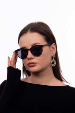 GlimmerGroove Unisex Siyah Yuvarlak Çerçeveli Güneş Gözlüğü