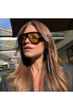 Tom Ford Unisex Güneş Gözlüğü Bronson Tf1044 Eco 01e 60-12, Siyah Asetat Çerçeve, Sarı Lens